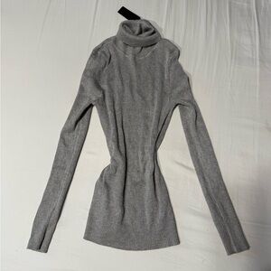 Ambiance Gray Cowl Turtleneck Sweater with Slim Fit